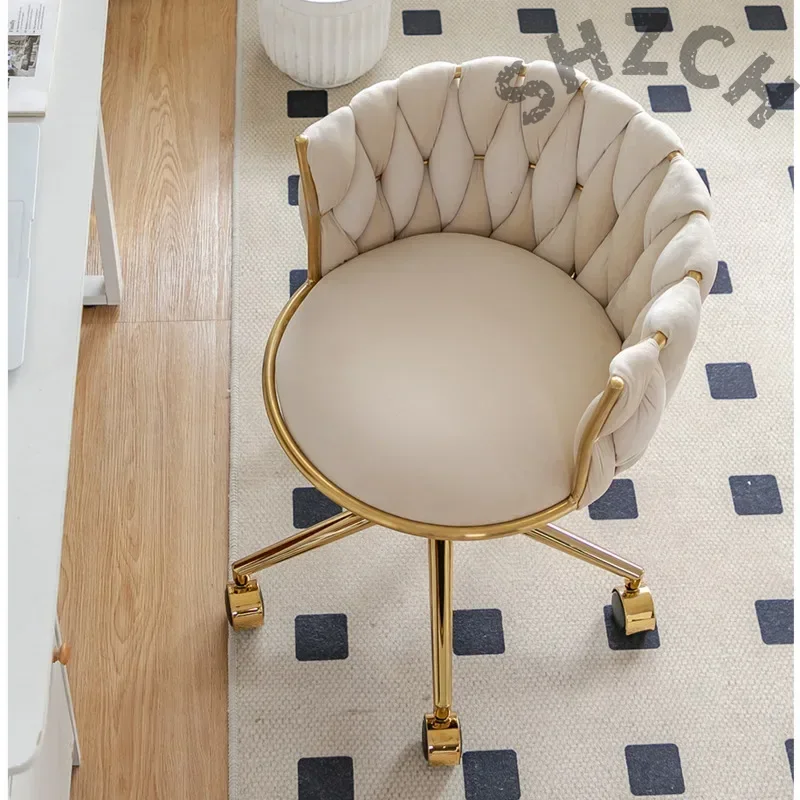 Beauty Makeup Table - Ergonomiczne krzesło do makijażu tapicerowane aksamitem