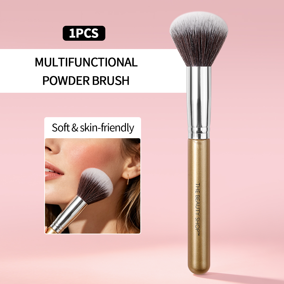 Beauty Queen Makeup - Duży pędzel do różu z miękkim