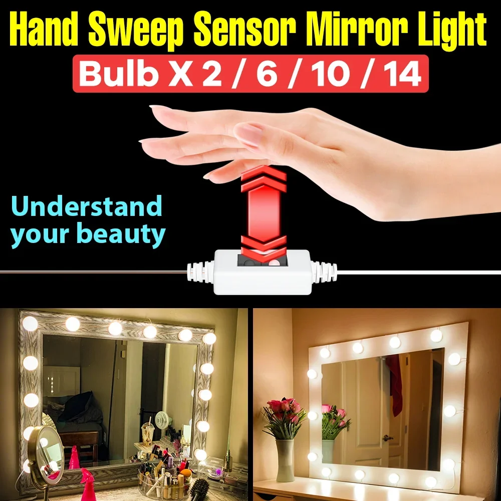 Beauty Makeup Table - Żarówki LED do makijażu, regulowane, USB