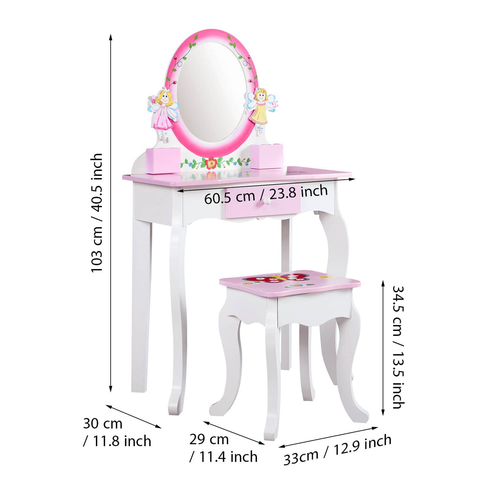 Drewniany toaletka dla dzieci  – Beauty Makeup Table recenzja i cena