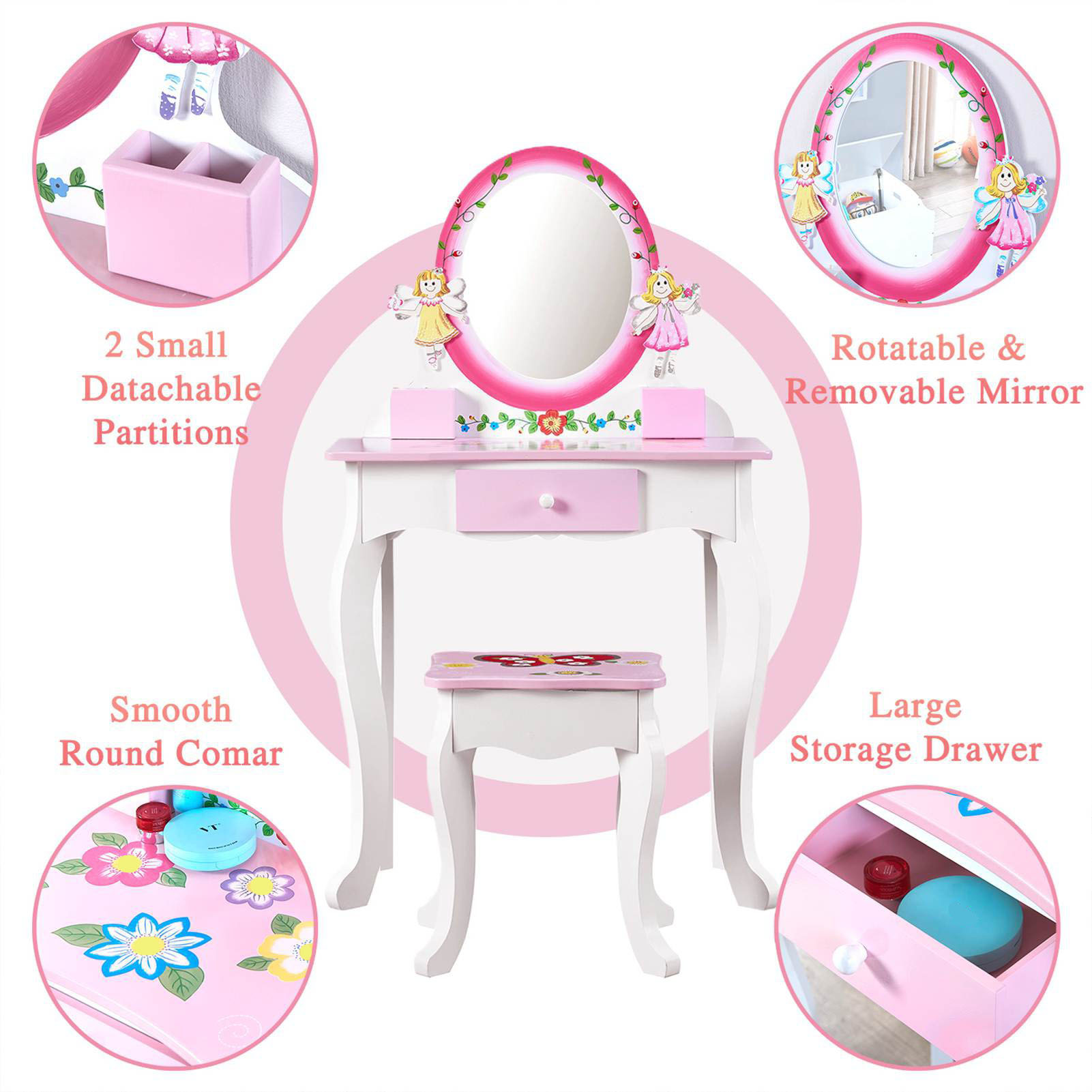 Drewniany toaletka dla dzieci  – Beauty Makeup Table recenzja i cena