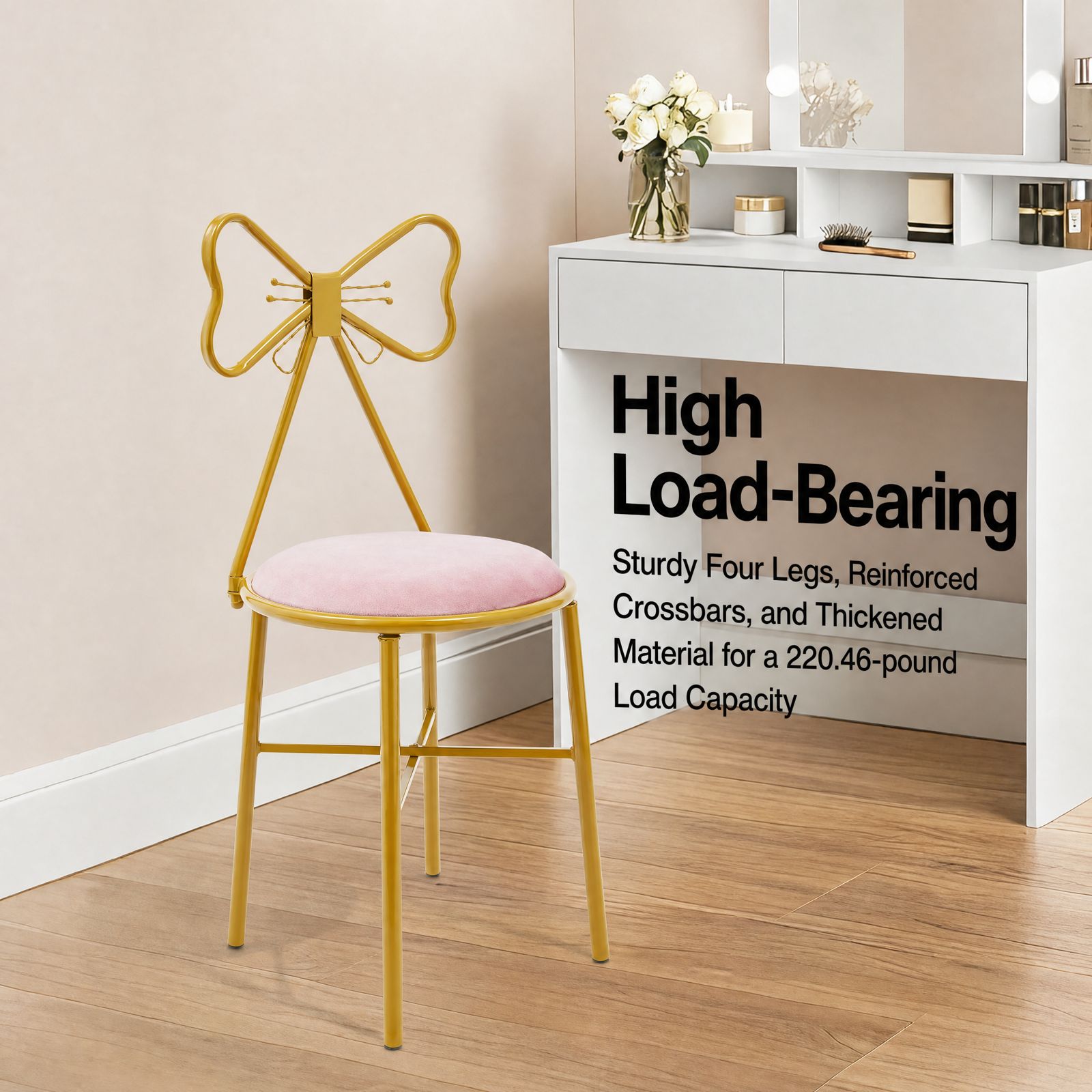 Różowa Krzesło do Toaletki z O – Beauty Makeup Chair recenzja i cena